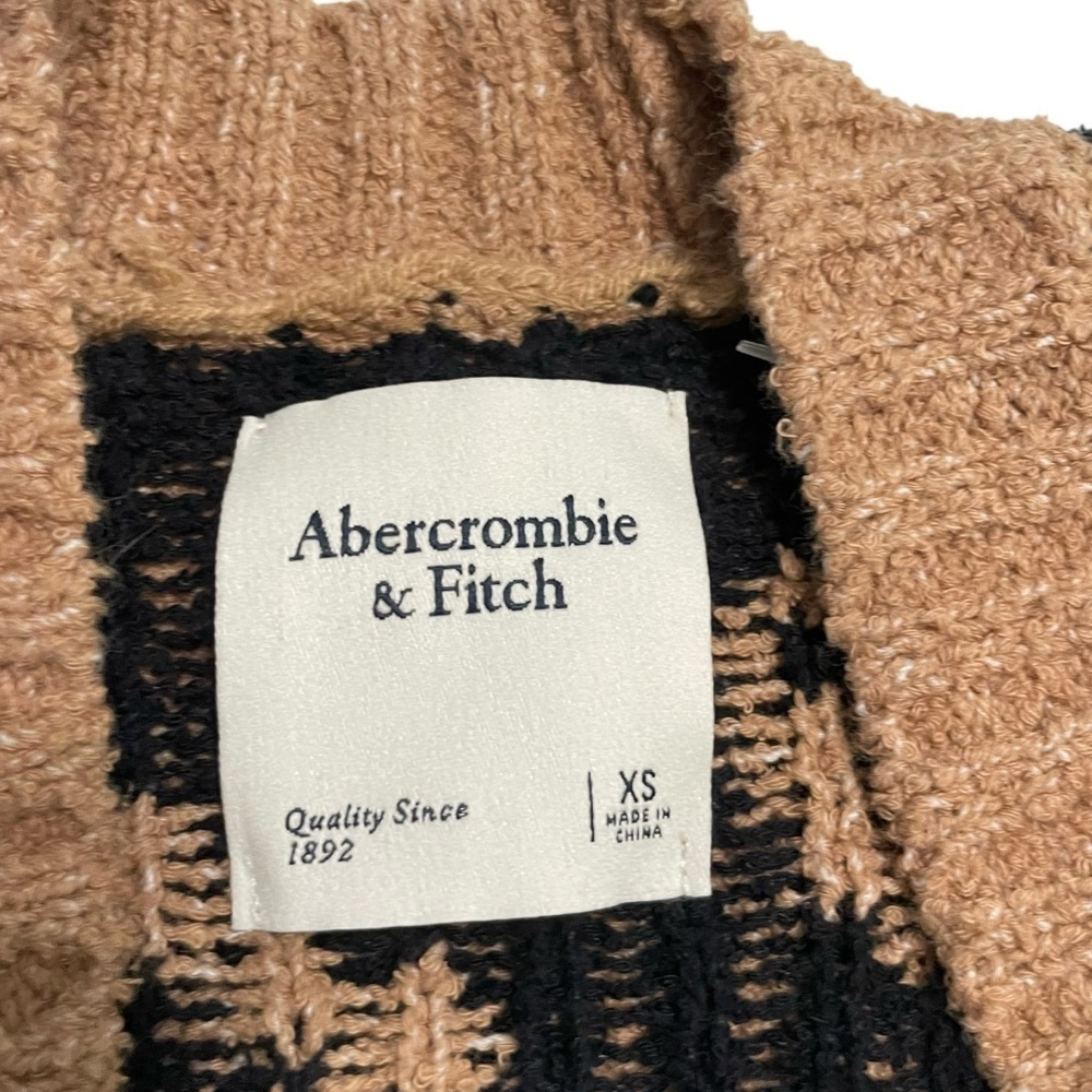 Abercrombie & Fitch Leopard Print Open Front Cardigan Sweater Tan Black XS - Picture 10 of 15